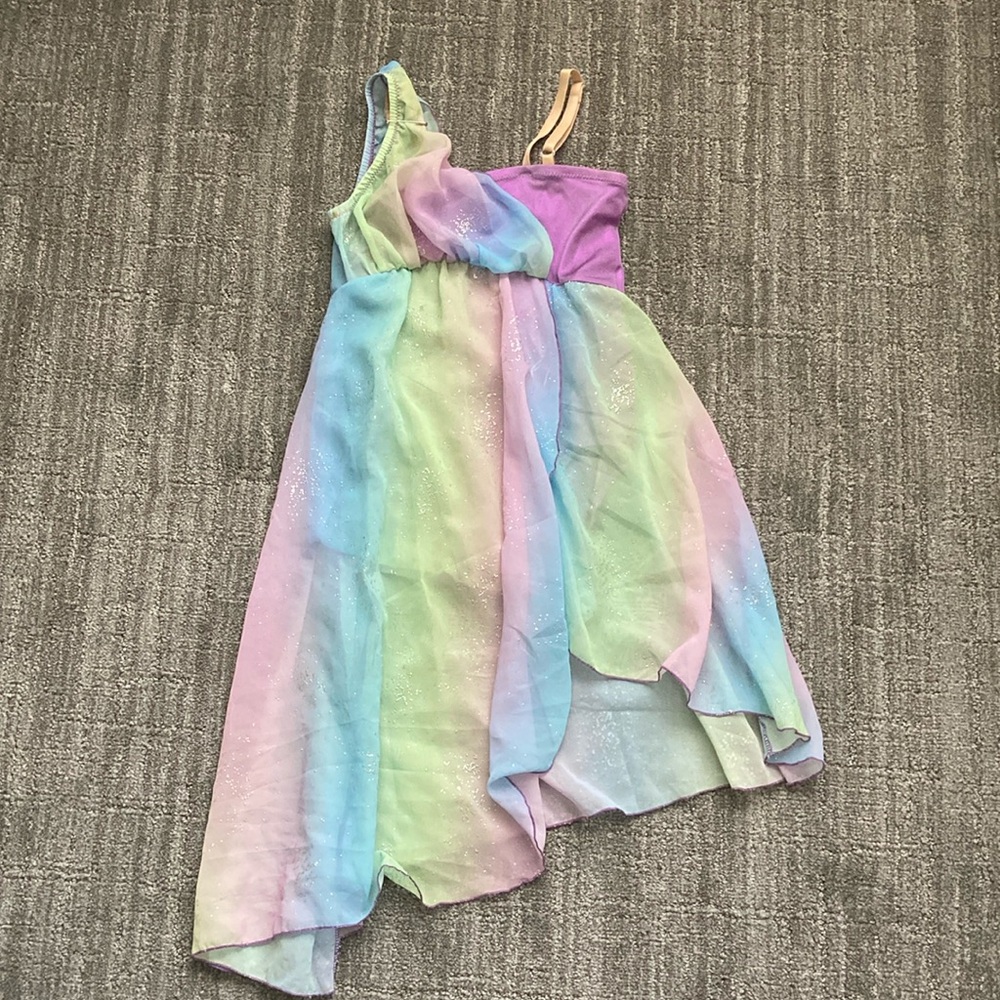 Curtain Call Costumes Asymmetric Rainbow Chiffon Lyrical Dance Dress